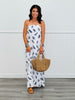White Strapless Leaf Print Maxi Dress (Reg.)