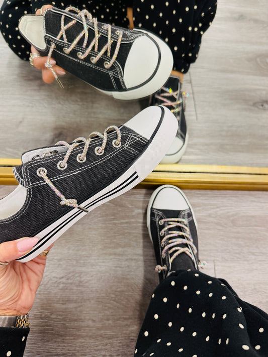 Black Sparkle On Sneakers