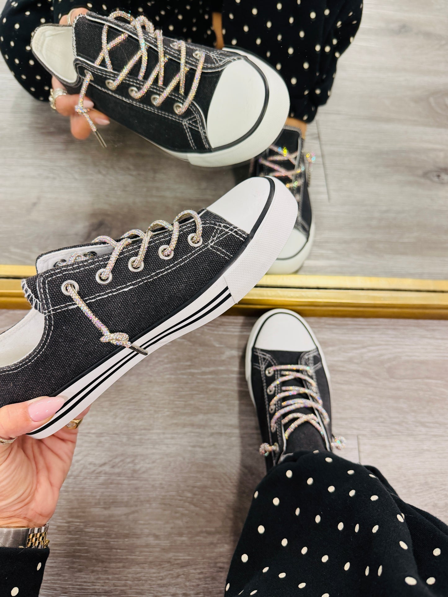 Black Sparkle On Sneakers