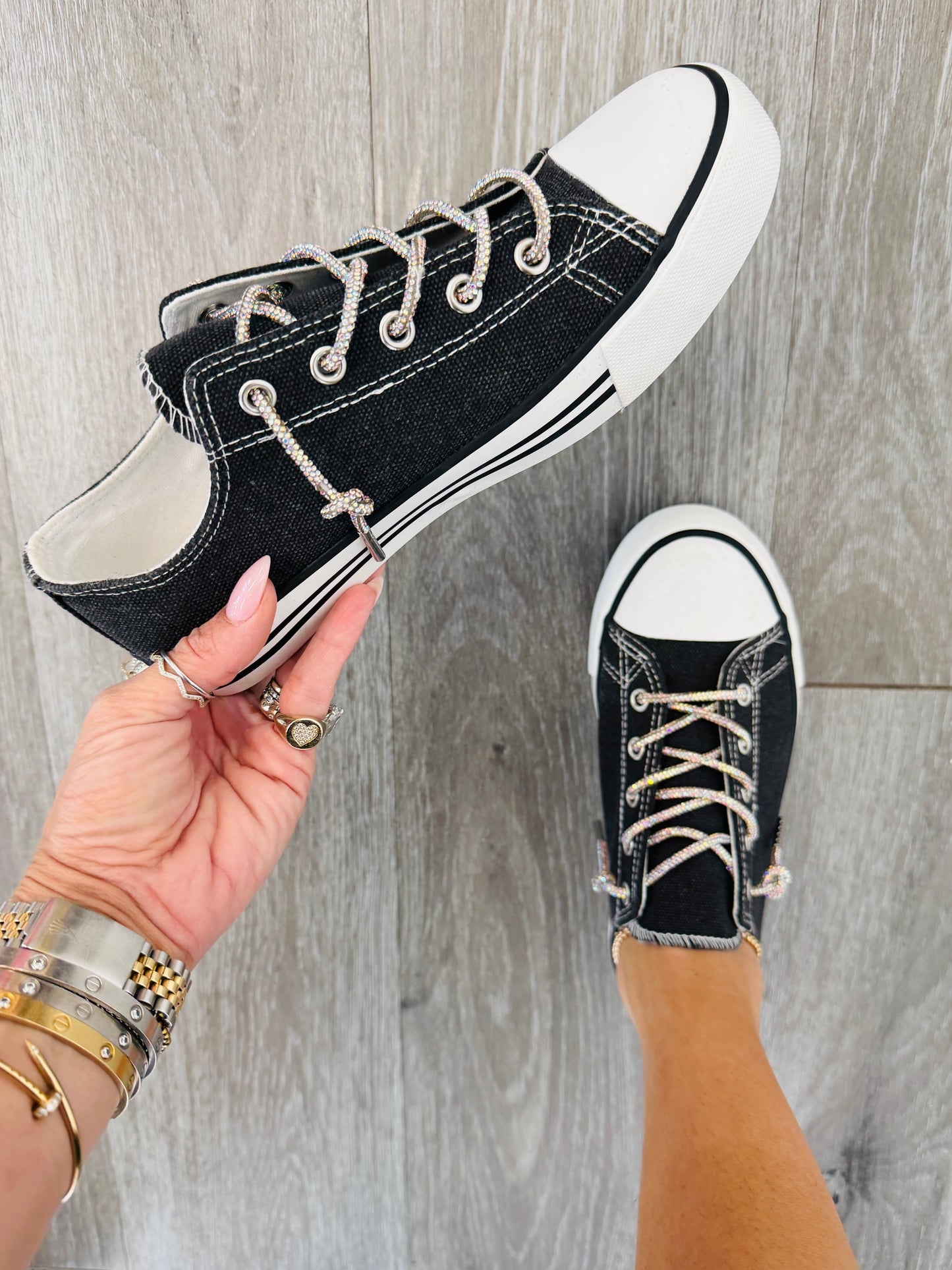 Black Sparkle On Sneakers