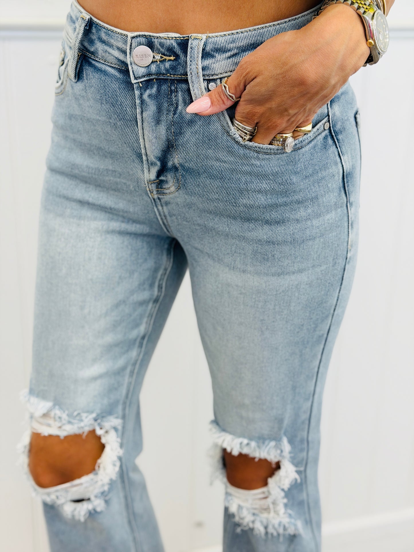 WR x Risen Light Ready For Anything Crop Jeans  (Reg & Plus)