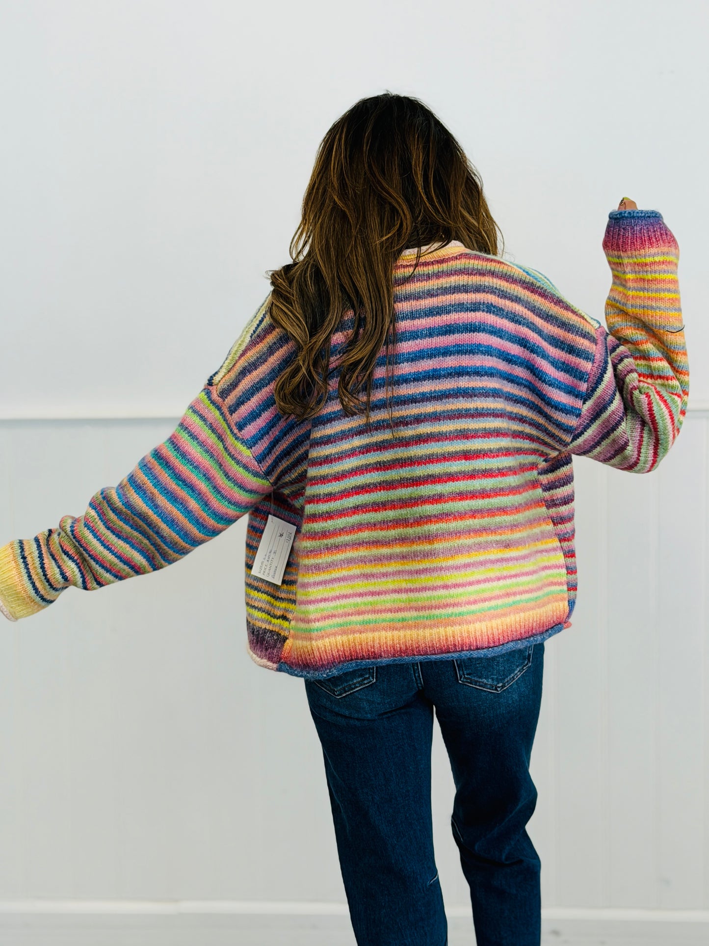 Rainbow Striped Sweater Cardigan (Reg.)