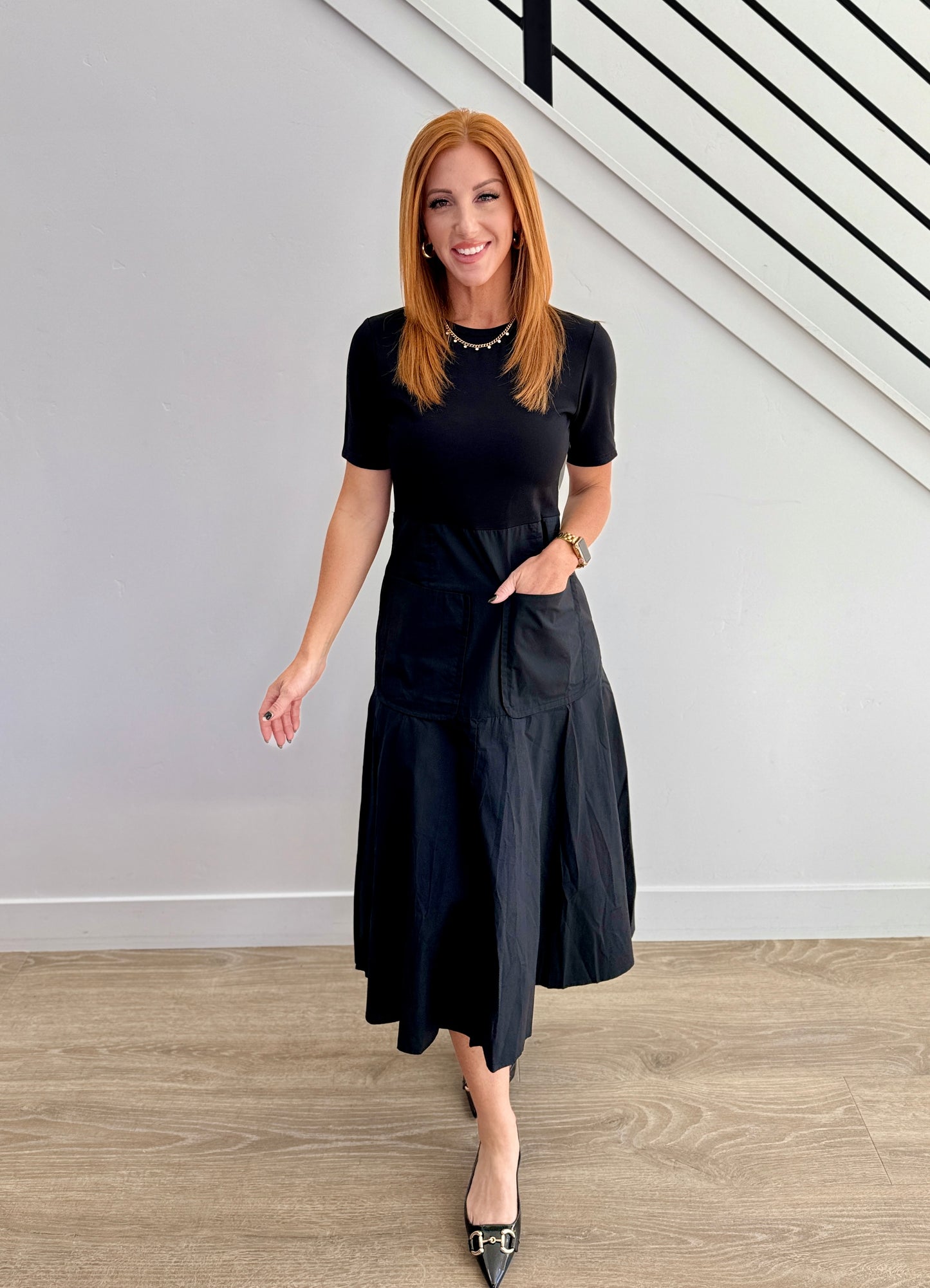 Black Let's Go Midi Dress (Reg & Plus)