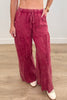 Burgundy Chevron Cut Mineral Wash Pants (Reg)