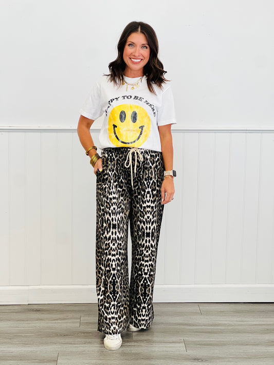 Luxe Leopard Wide Leg Pants (Reg & Plus)
