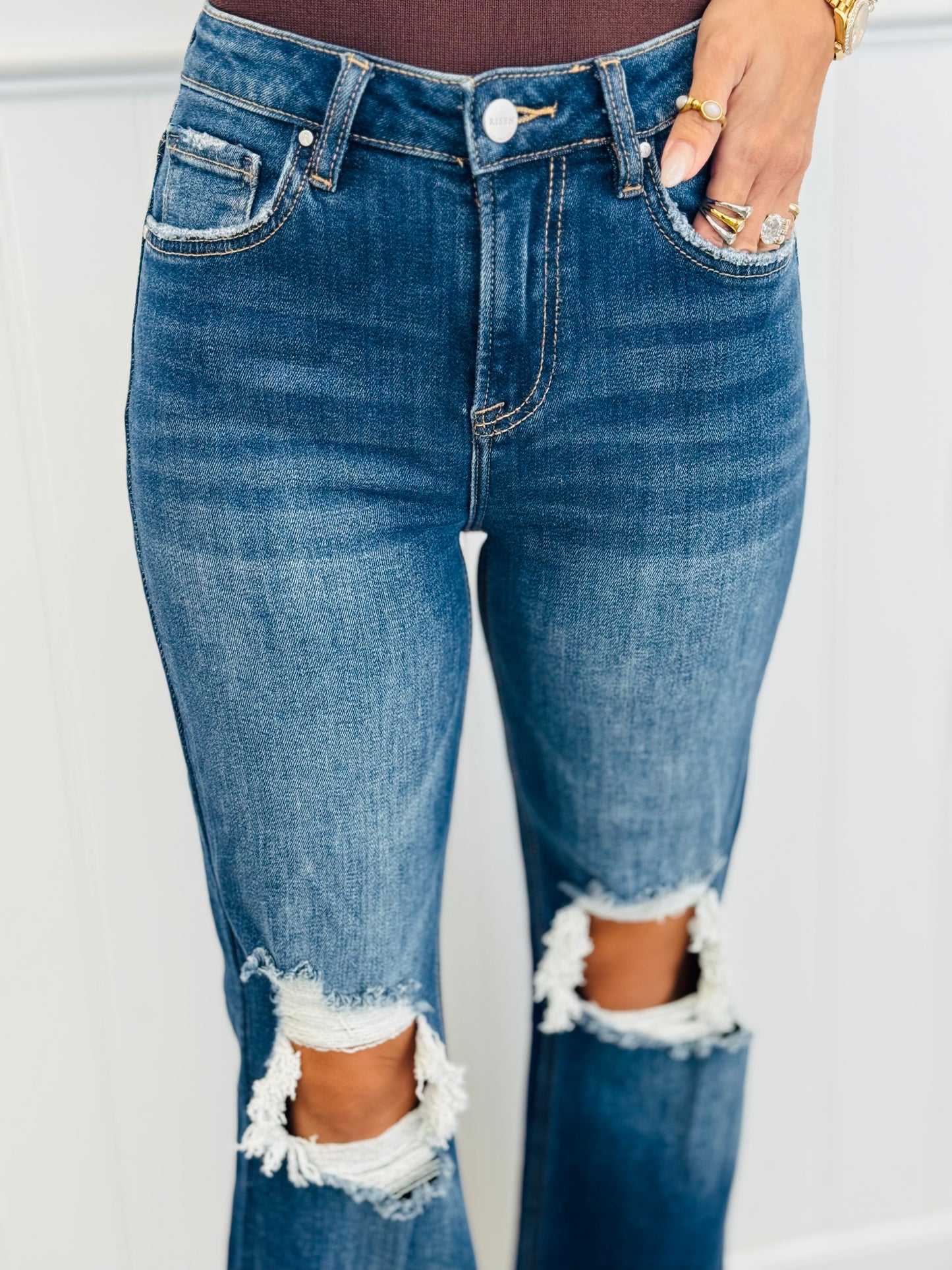 WR x Risen Dark Ready For Anything Crop Jeans (Reg & Plus)