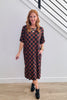 Black/Mocha Checkered Midi Dress (Reg. and Plus)