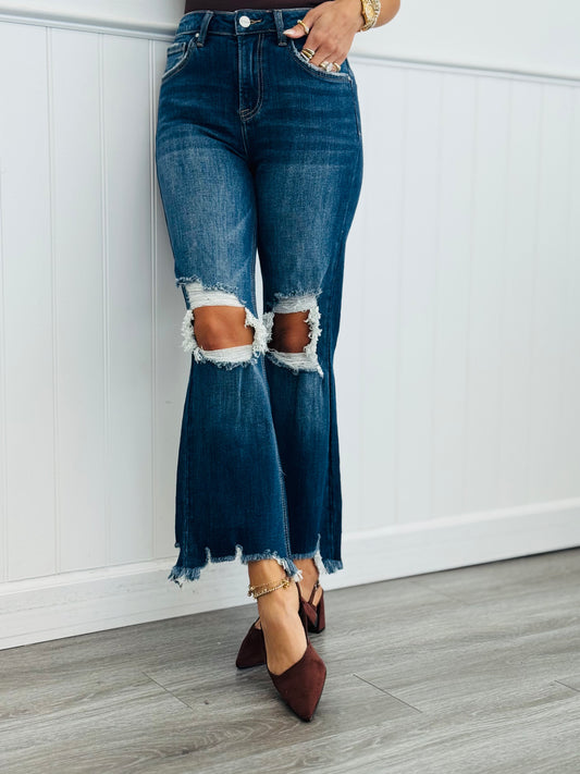 WR x Risen Dark Ready For Anything Crop Jeans (Reg & Plus)