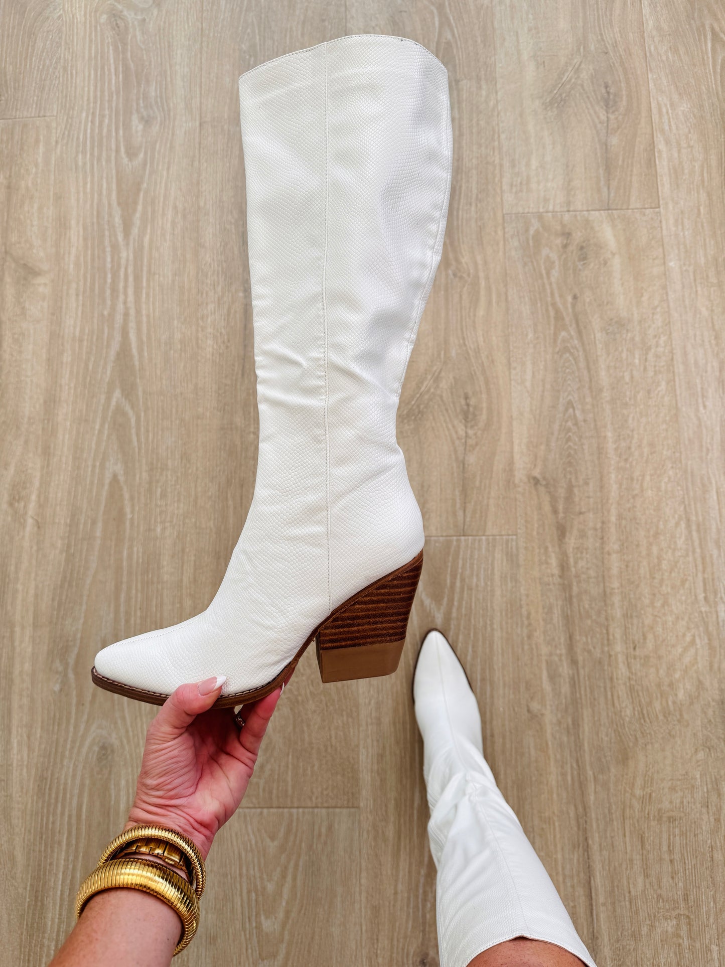 Live Simply White Knee High Boots