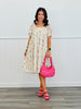 Taupe/Lavender Floral Flutter Sleeve Mini Dress (Reg. & Plus)
