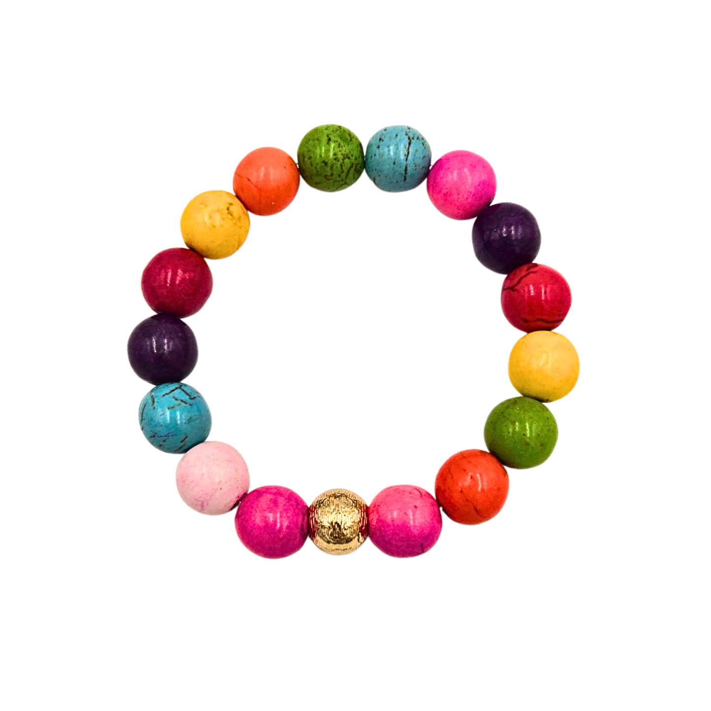 Multicolor Round Magnesite Beaded Bracelet