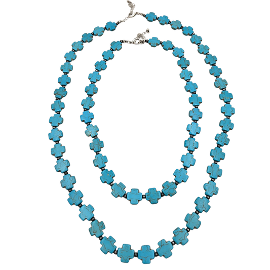 Turquoise Cross Chain Necklace (2 lengths)