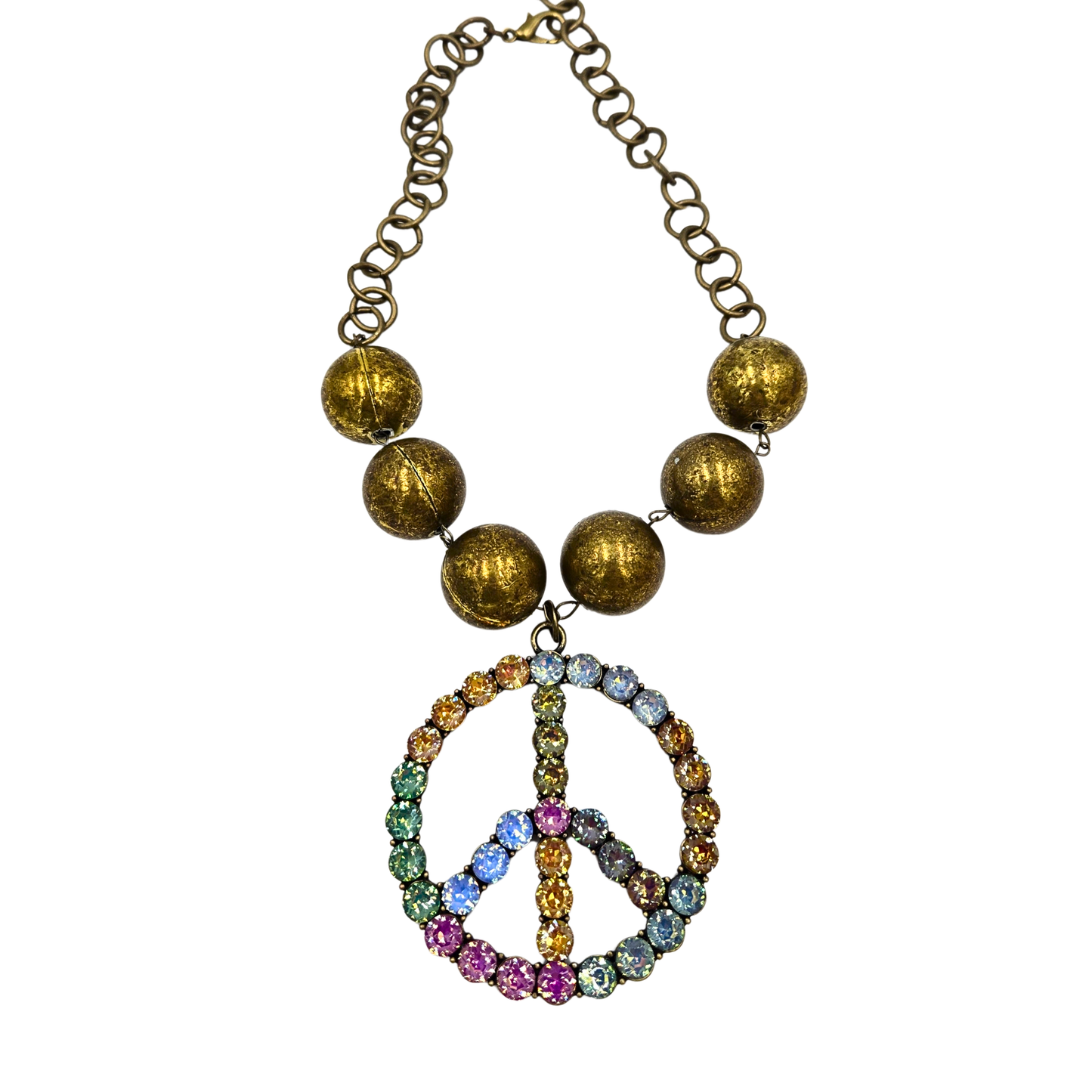 Gypsy South - Chunky Chain Pastel Peace Sign Necklace