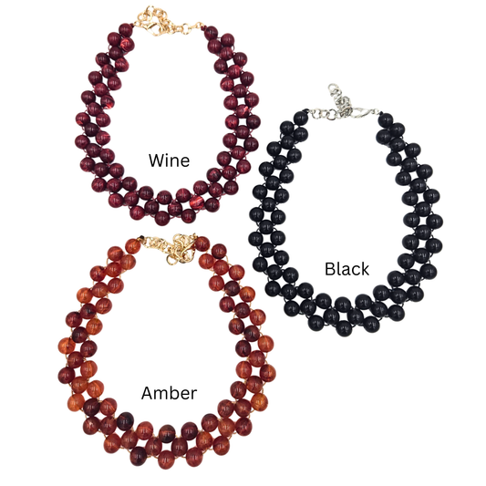 Marble Woven Beaded Necklace (3 colors)