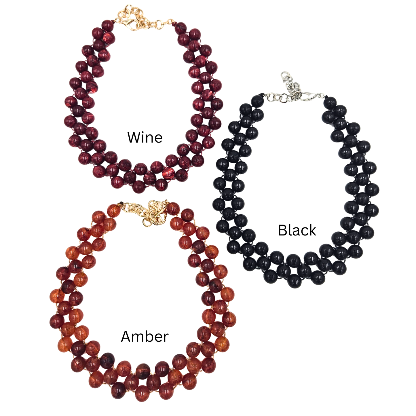 Marble Woven Beaded Necklace (3 colors)