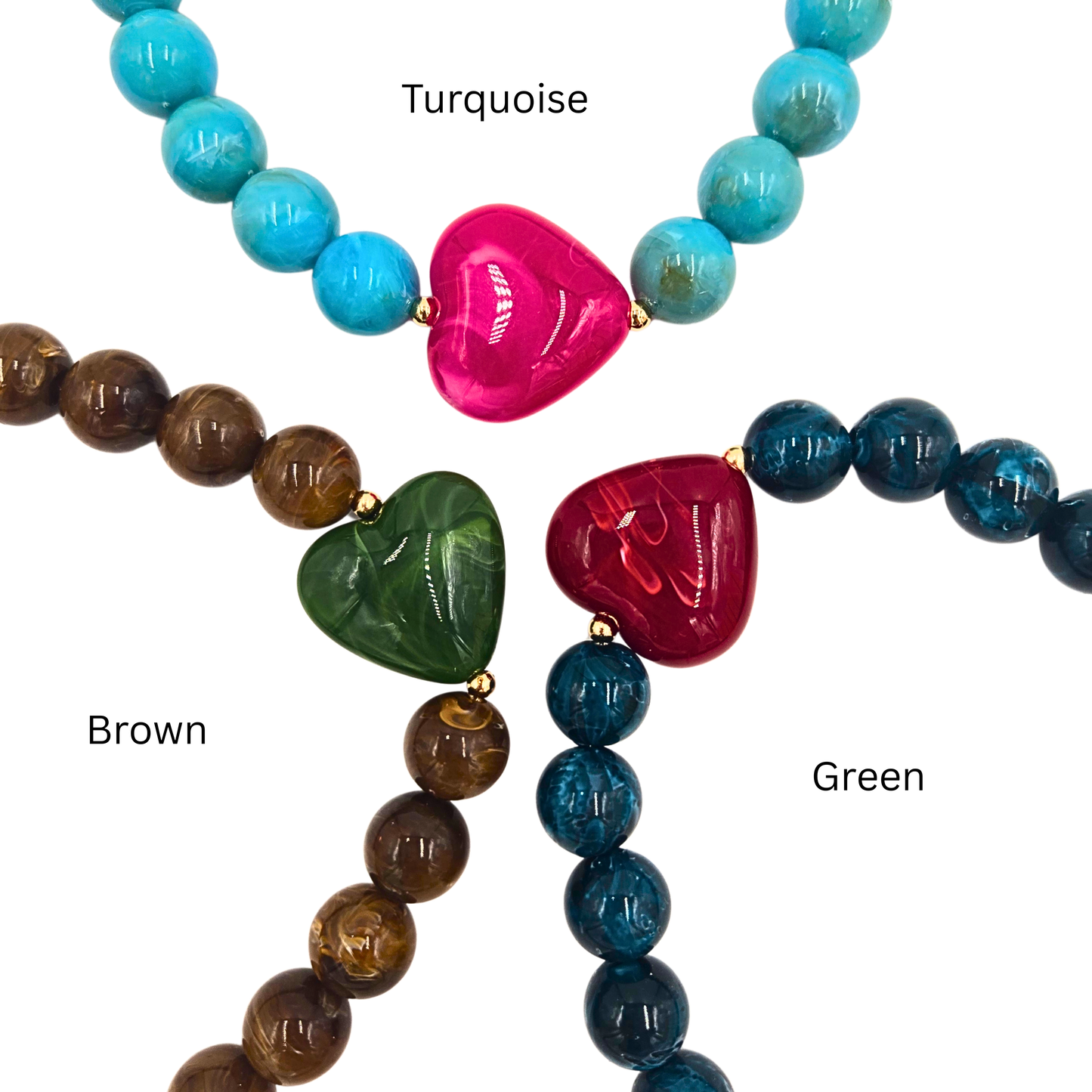Heart Pendant Beaded Necklace (3 colors)