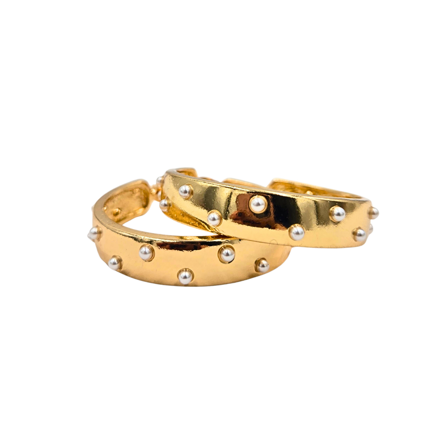The Valerie Hoops in Gold Pearl