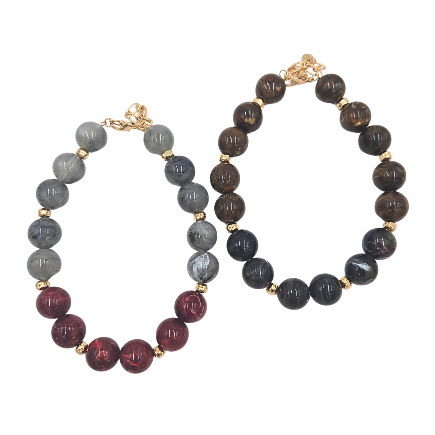 Two Tone Marble Beaded Necklace (2 colors)