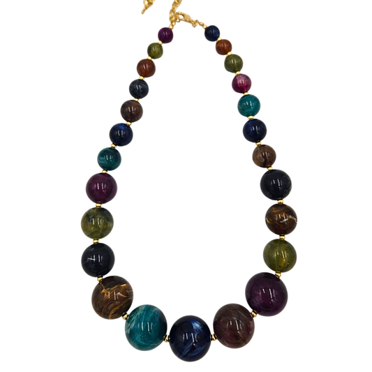 Masquerade Mood Marble Beaded Necklace