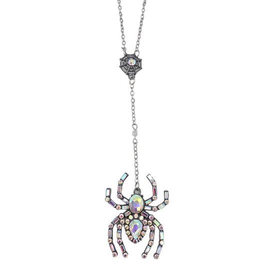 Iridescent & Gunmetal Spider Necklace