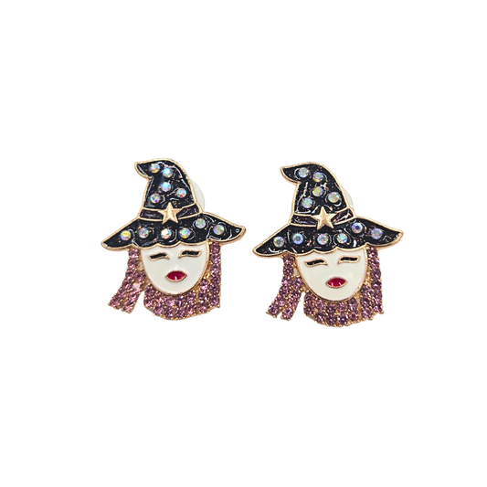 Jeweled Sassy Witch Earrings