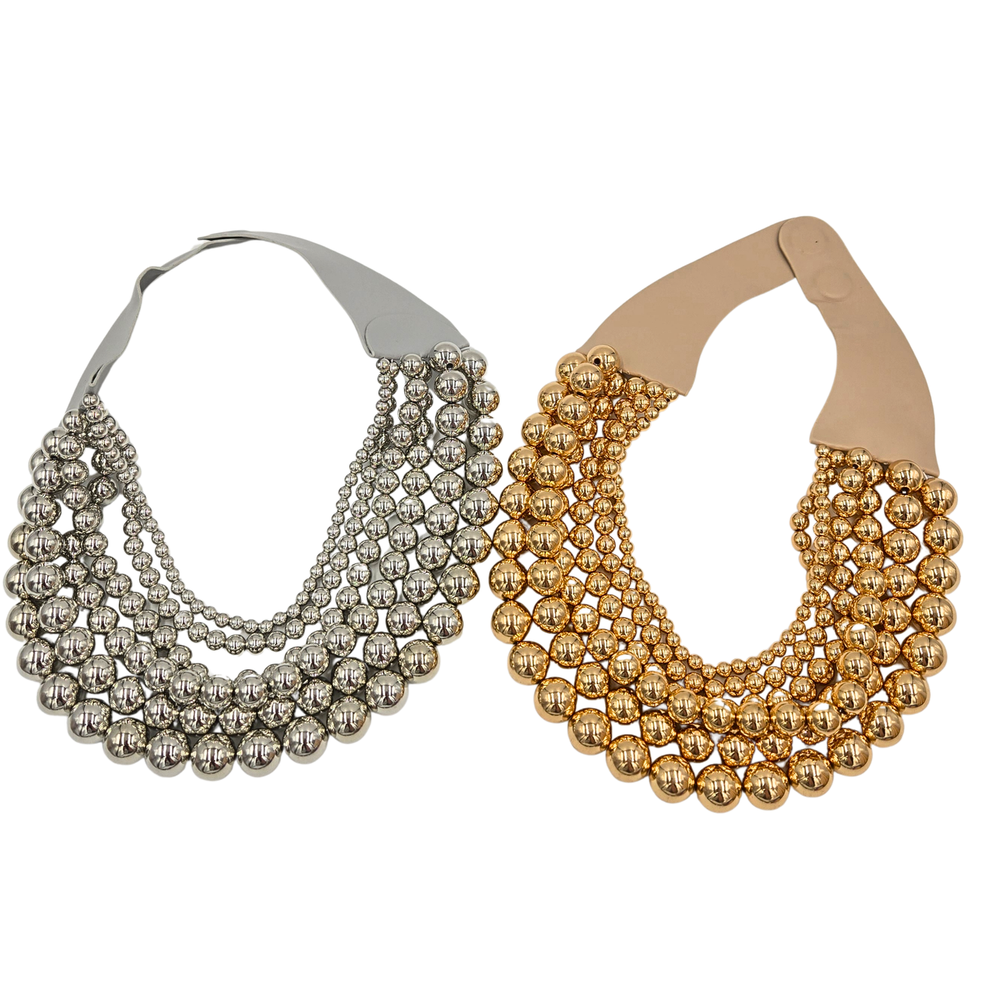 Chrome Layered Bead Statement Neckace (2 colors)