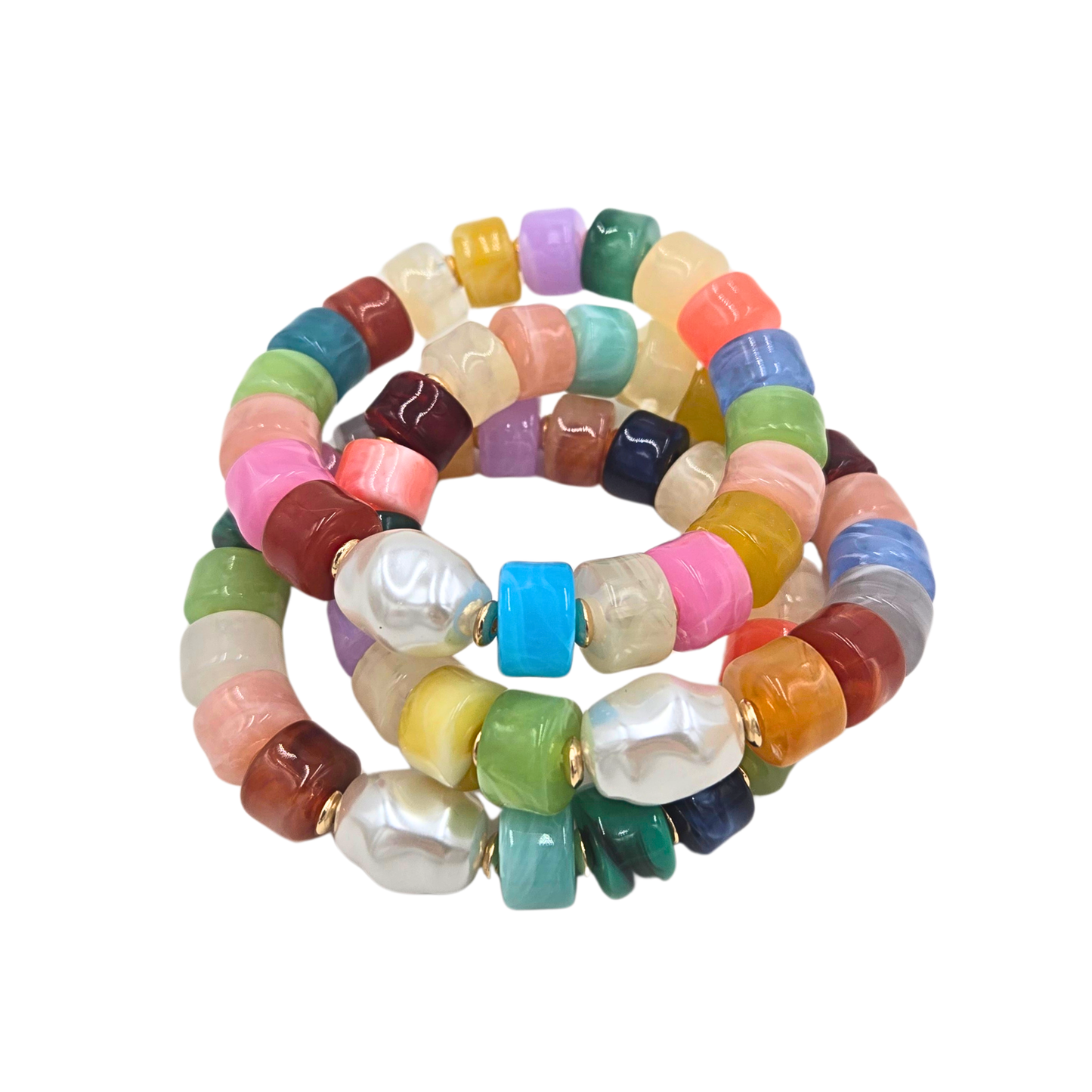 Candy Swirl Beaded Bracelet Stack