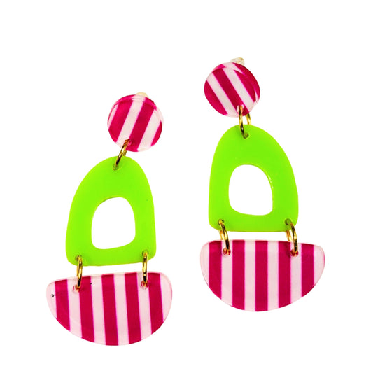 Abstract Pink Stripes Earrings