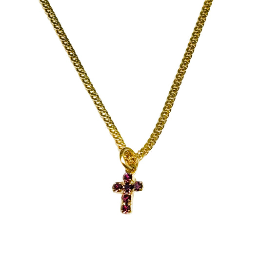 TOVA - Mini Cross Necklace in Amethyst
