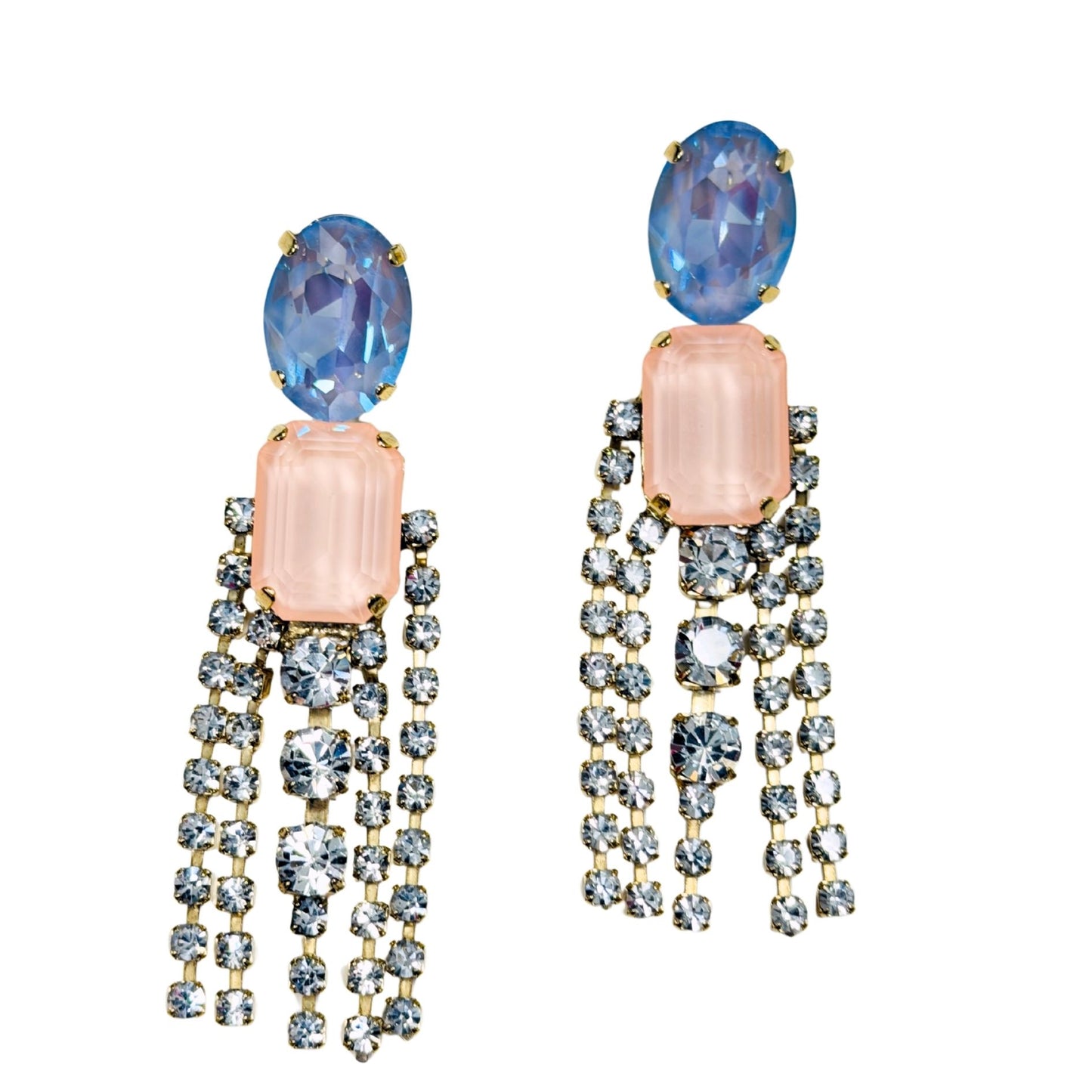 TOVA - The Lanette Earrings in Chiffon & Periwinkle
