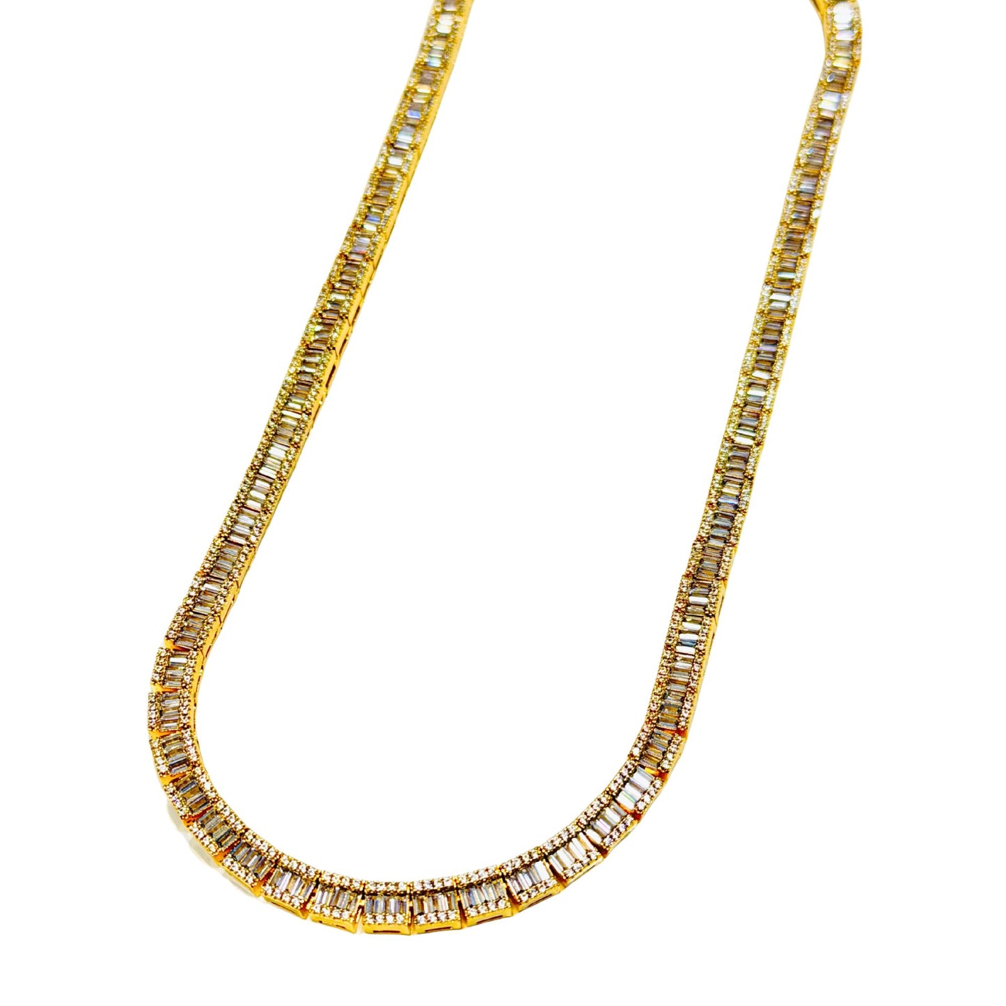 TOVA - Tennis Necklace in Gold Rectangle Clear