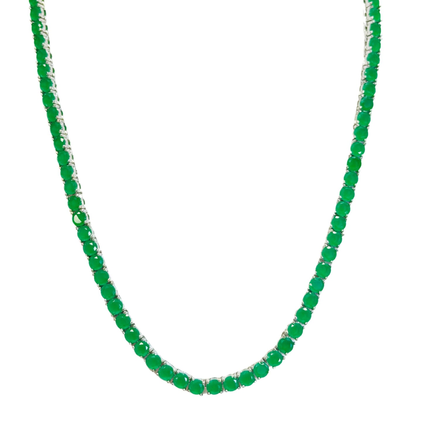 TOVA - Tennis Necklace in Silver Green Apple