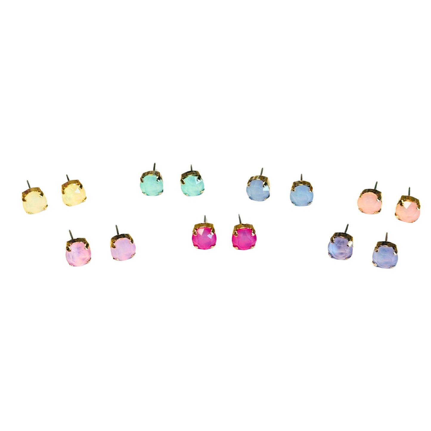 TOVA - The Oakland Studs in Fairy Dust White Opal (7 colors)