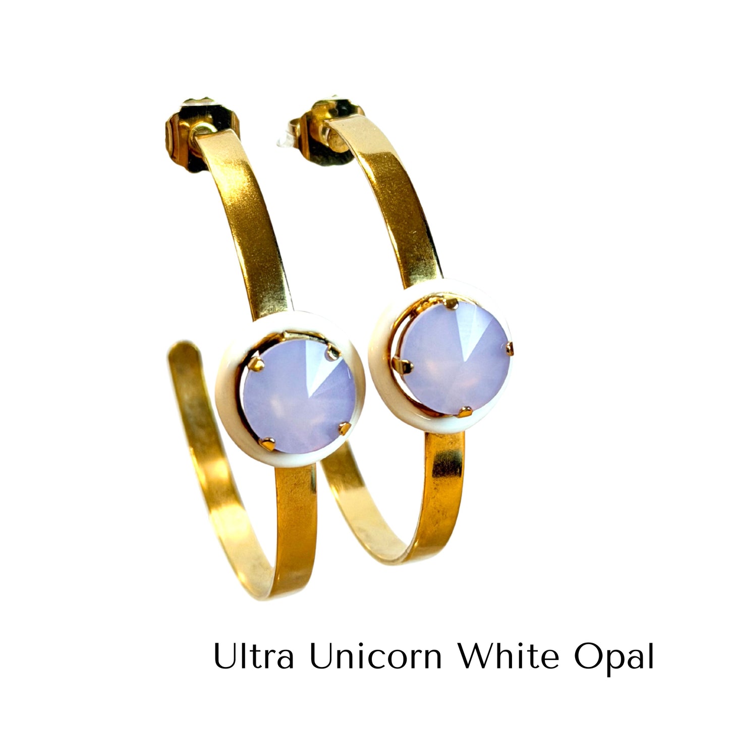 TOVA - Sophy Hoops in Fairy Dust White Opal (7 colors)
