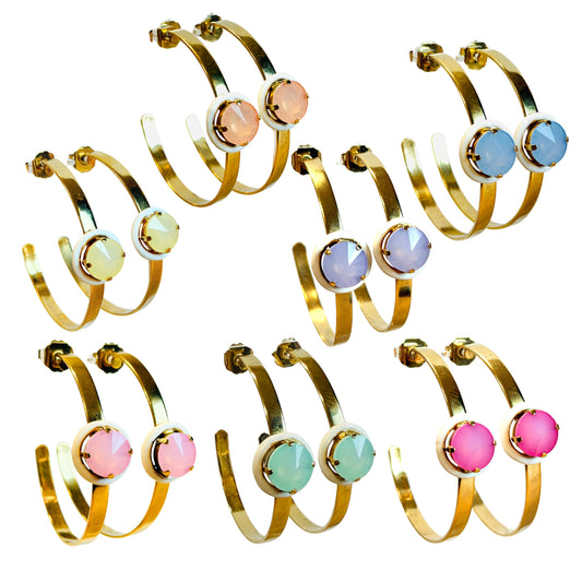TOVA - Sophy Hoops in Fairy Dust White Opal (7 colors)