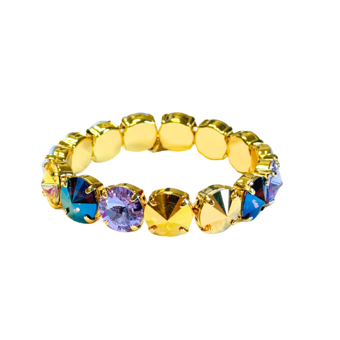 TOVA - Croatia Stretch Bracelet - Gold, Purple & Blue Mix