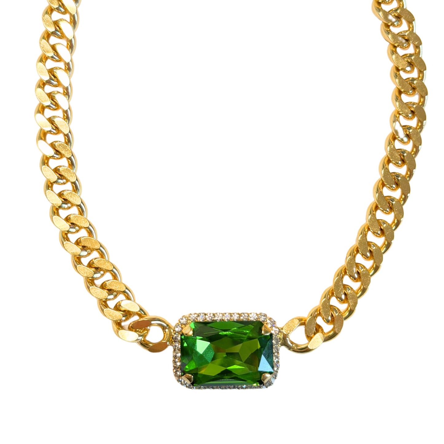 TOVA - The Darcy Necklace with Trim - Fern Green