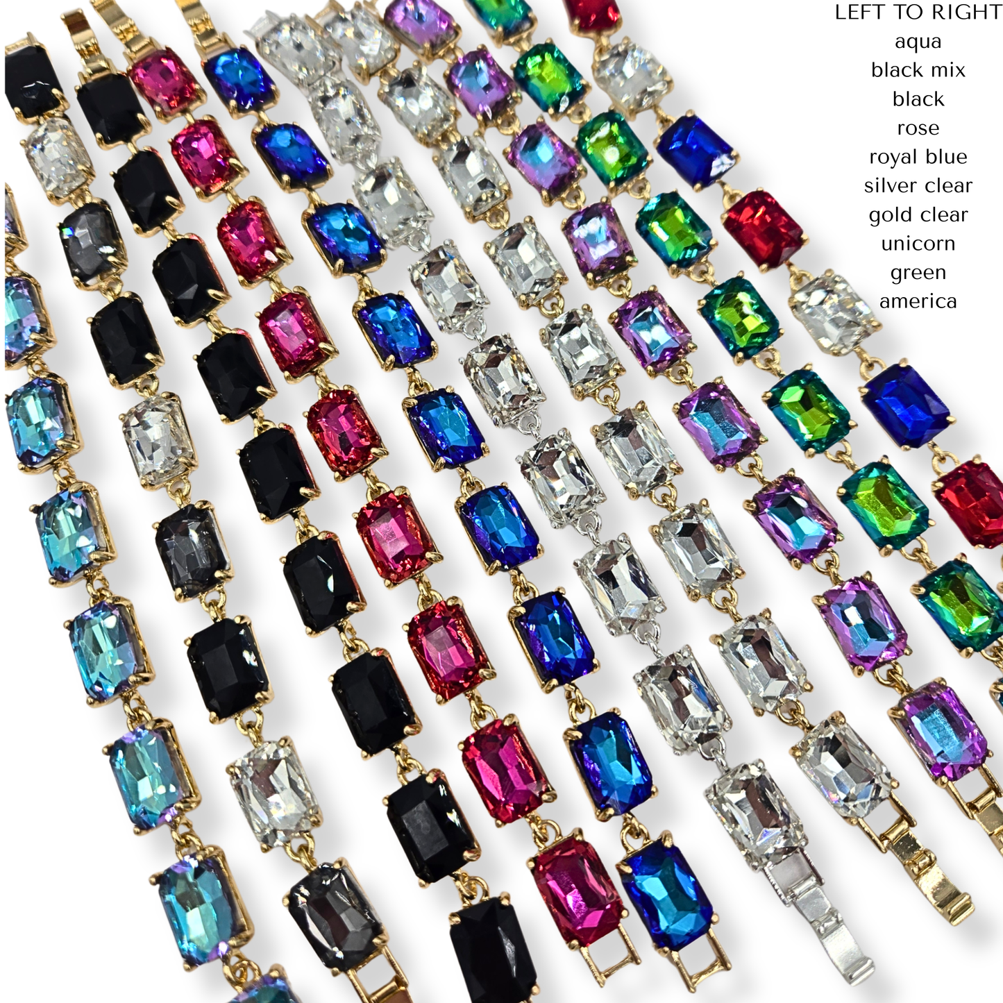 Gemstone Rectangle Jewel Bracelet (10 colors)