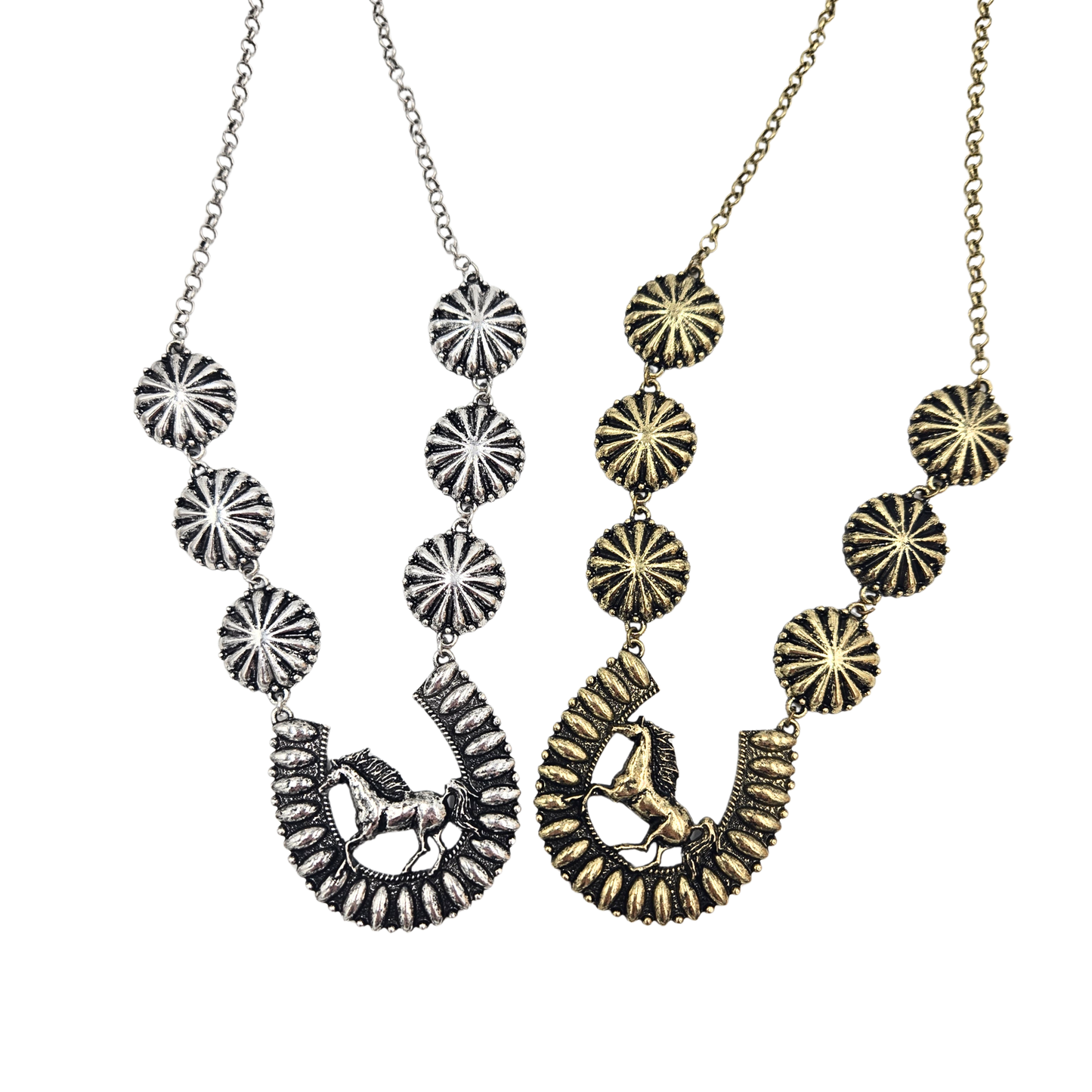 Antique Horseshoe Concho Necklace (2 colors)