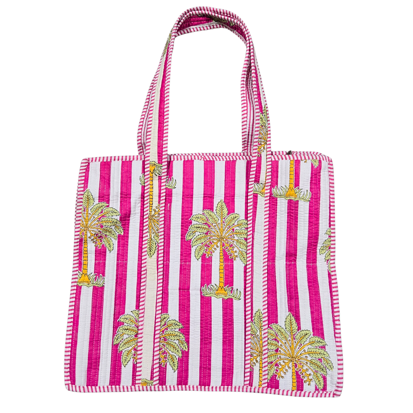 Pink Oversized Palm Tree Quilted Bag