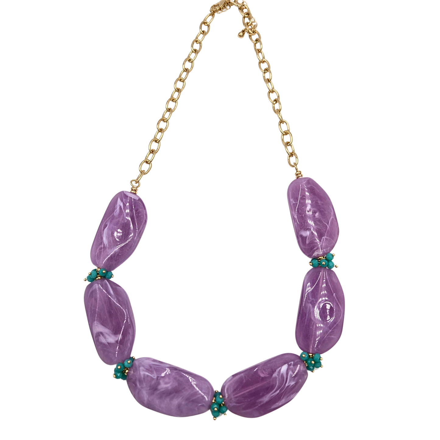 Purple & Turquoise Marble Necklace