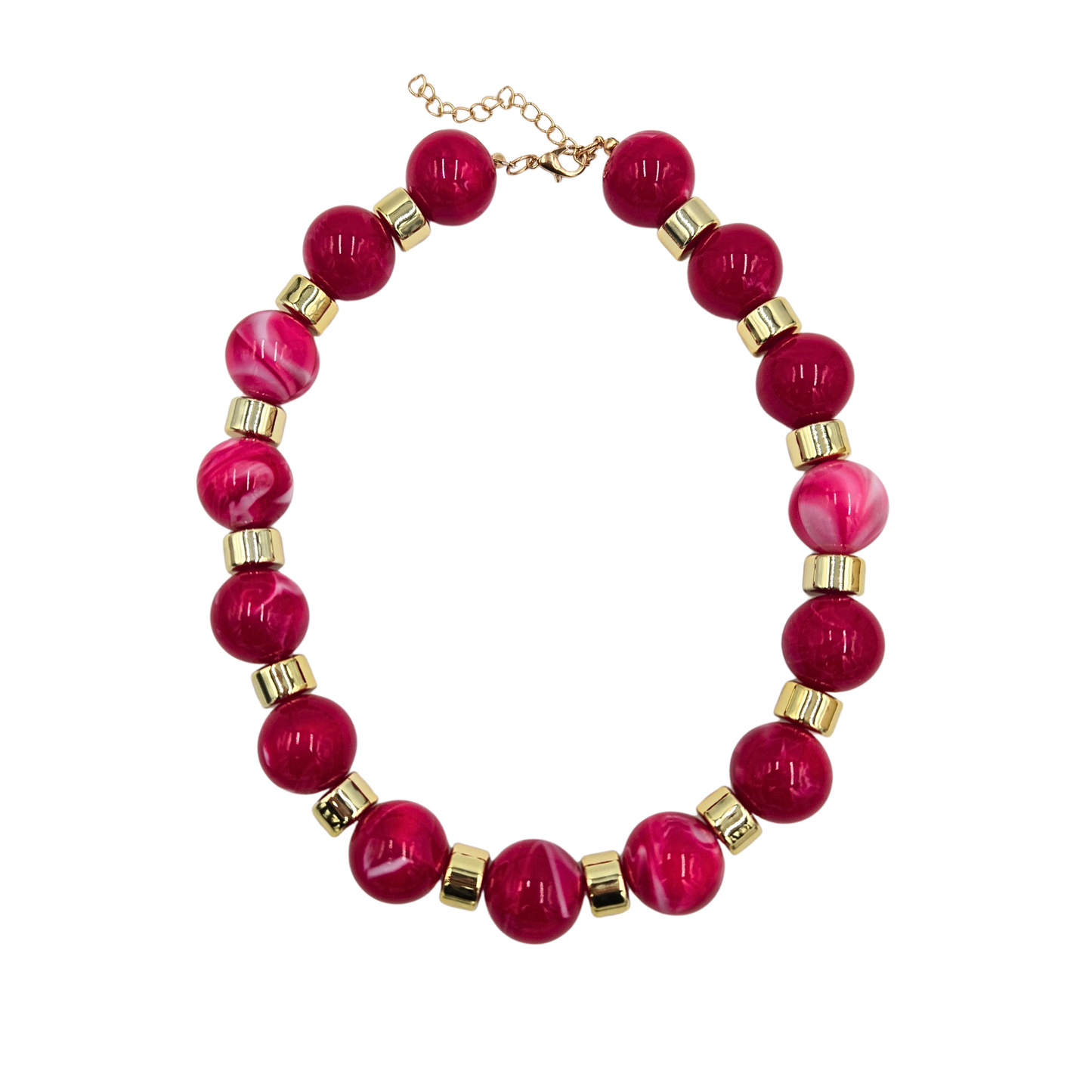 Red Marble & Gold Necklace