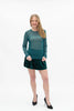 Green Pearl Detail Mesh Long Sleeve Top (Reg. and Plus)
