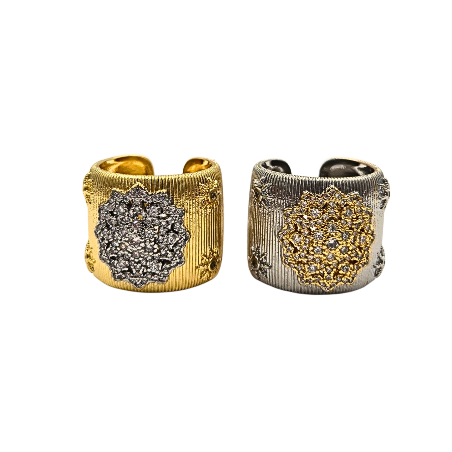 Two Tone Jewel Snowflake Ring (2 colors)