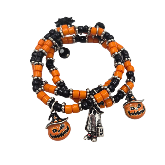 Jack-O-Lantern Bracelet Stack