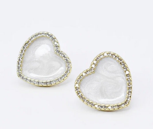 TJ - Shimmering Heart Stud Earrings