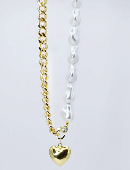 TJ - Majestic Heart Pearl Necklace