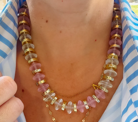 TJ - The Sweetest Beaded Necklace - Pink