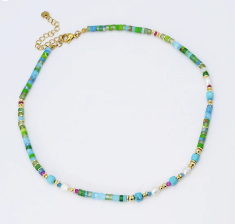 TJ  -  Lilly Pad Gemstone Necklace
