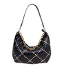 Sienna Slouchy Woven Handbag - Black & Gold Diamond